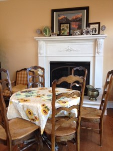 One of the tables in the tasting room.