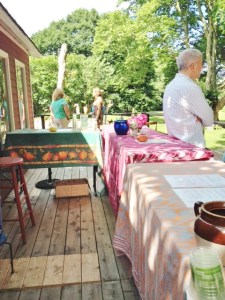 The tasting bar, with its charmingly mismatched tablecloths.