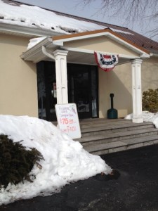 The snow was piled high but the roads were clear.