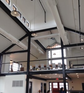 Looking up to the balcony