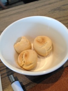 Our individual dish of crackers, which we almost lost! 