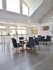A view of the room during a brief quiet moment.