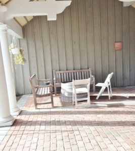 One of the outdoor tables