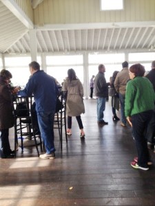 One view of the large porch tasting room.