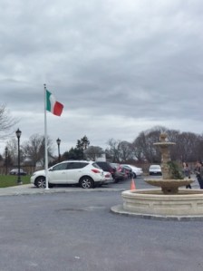 The fountain--and the Italian flag!