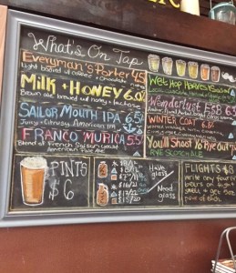 The menu and price list