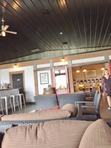 Comfy chairs and couches abound.