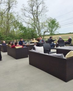 Despite the cool weather, several groups opted to sit outside.