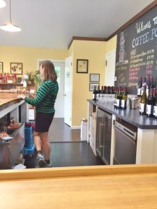 Laura waiting on a group