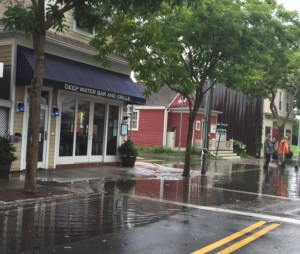 We couldn't resist this photo of Deep Water Grille and deep water on Front Street in Greenport.