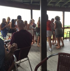 The bachelorette party organizing for a photo.